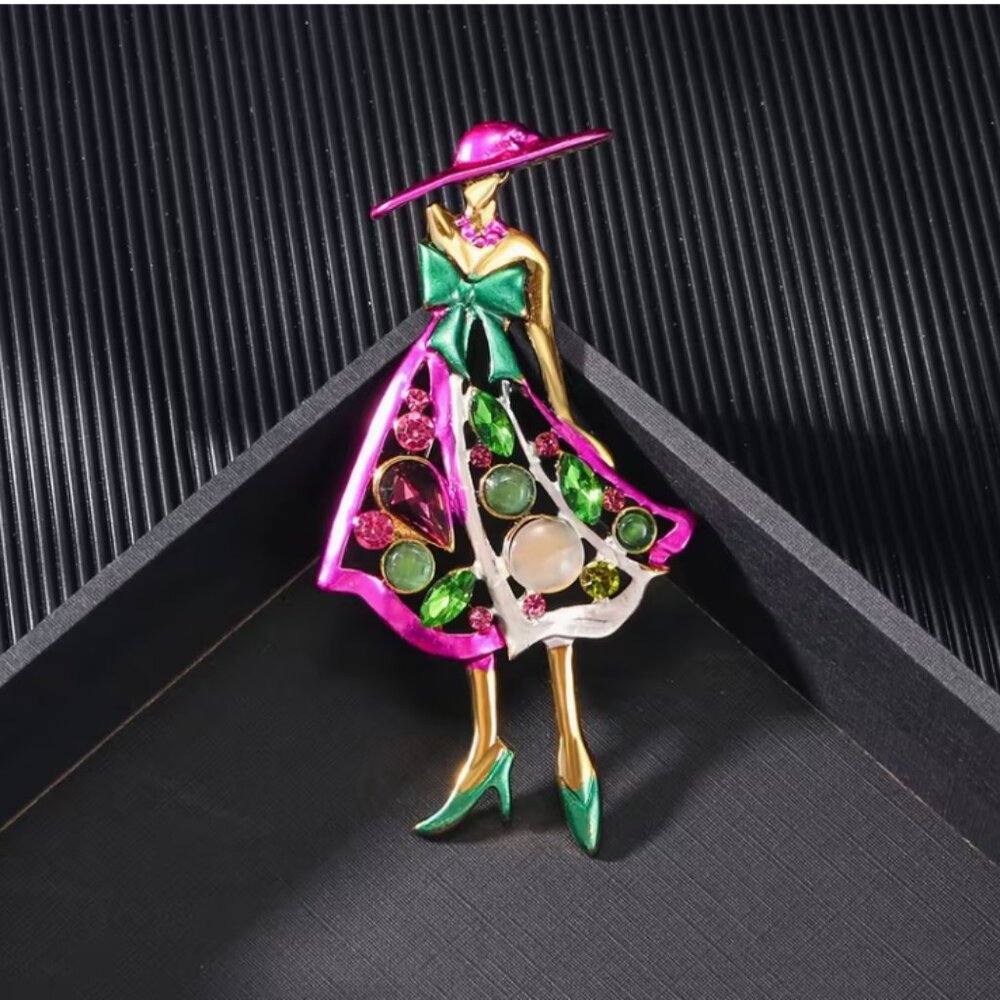 Brooch in purple and green colors, lovely fashion lady. NWT! - Picture 4 of 4